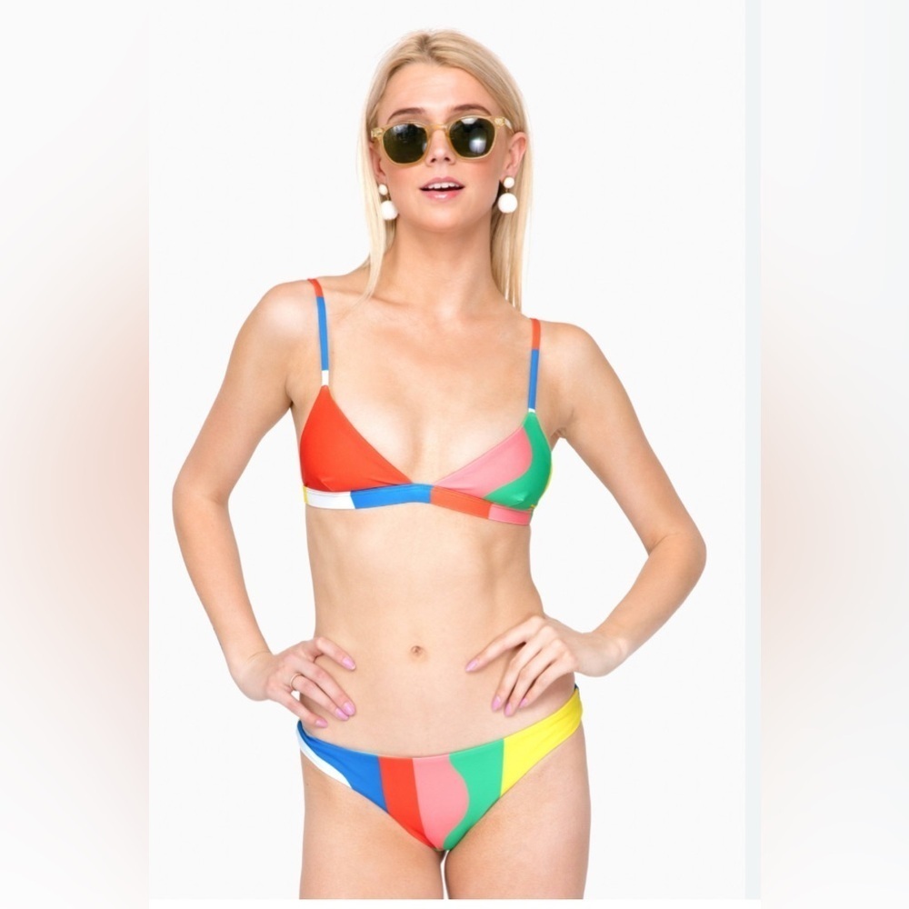 NEW Mara Hoffman Cheeky Bikini Bottom In‎ Rainbow Multi Bright Beach Vacation XS